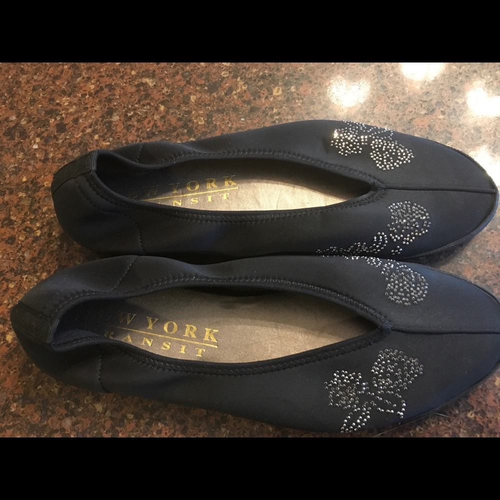 Stretchy black with bling flats